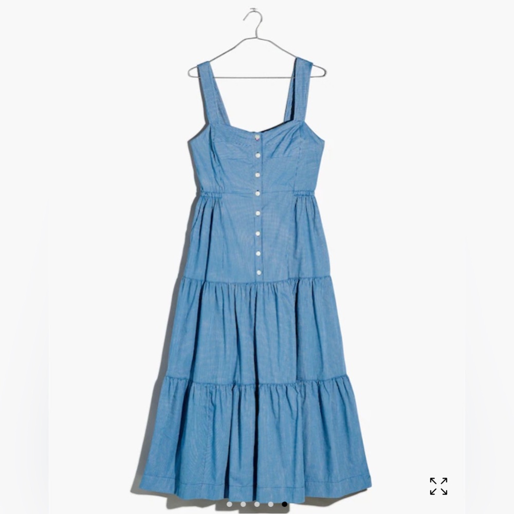 Madewell Button-Front Tiered Midi Dress in Stripe